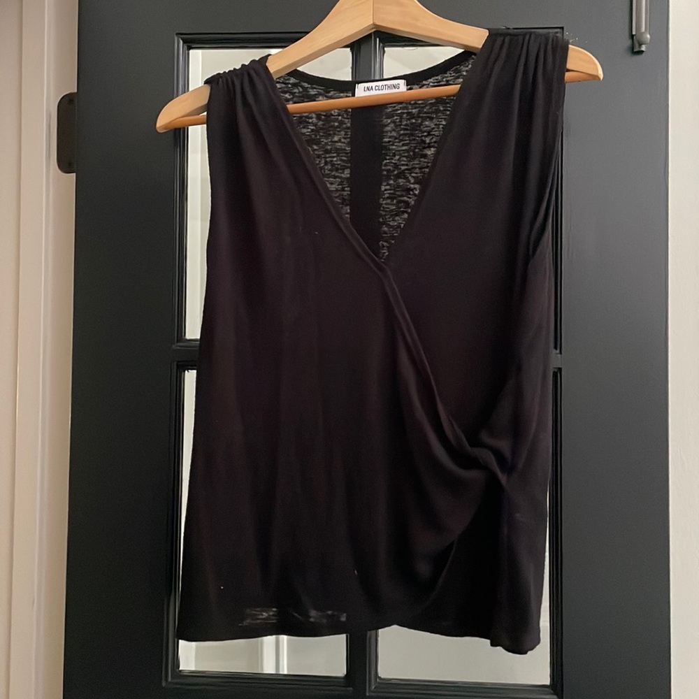Black Sleeveless Twist tie front top